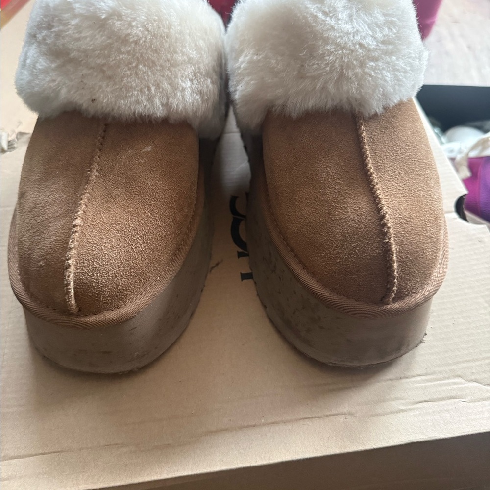 UGG Brown Suede Shearling Mules